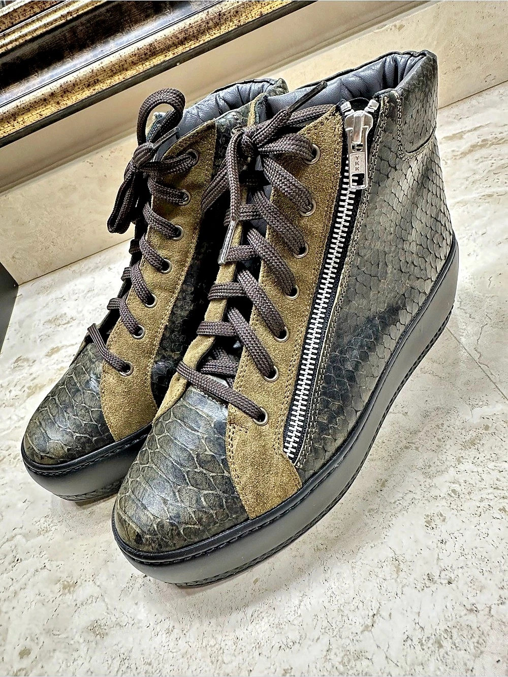 STEPHANE KELIAN NWT Platform High-Top Sneakers Boots EU 40 Khaki & Olive Green🌸